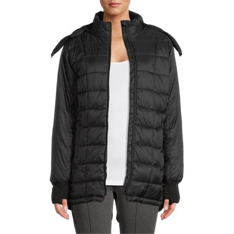 Swiss Tech Women’s BLACK Mid-Length Puffer Jacket Size S