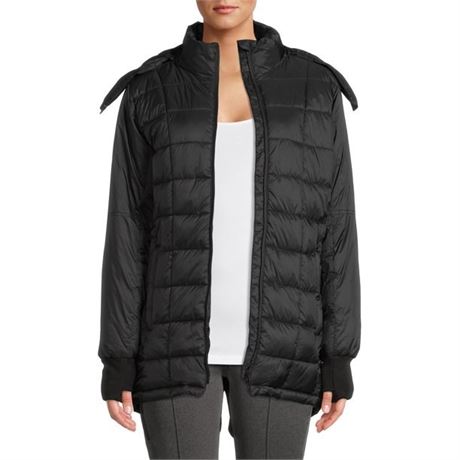 Swiss Tech Women’s BLACK Mid-Length Puffer Jacket Size M