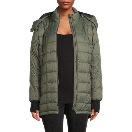 Swiss Tech Women’s GREEN Mid-Length Puffer Jacket Size S